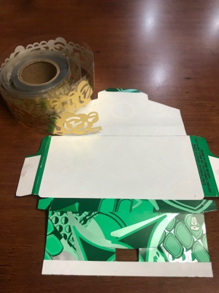 Upcycled Business Card Holder from Gum Packaging - package with roll of washi tape