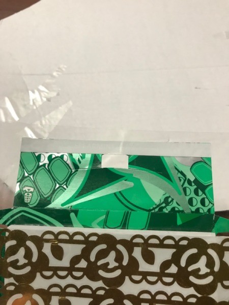 Upcycled Business Card Holder from Gum Packaging - packing tape coverage