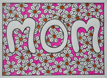 Floral Mother's Day Card - color flower centers