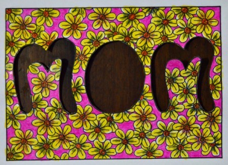 Floral Mother's Day Card - use scissors to cut out the letters and the center of the O