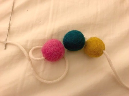 Toddler Felt Ball Necklace - three different color balls