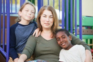 Foster mom with her tow children