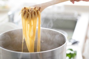 Cooked pasta fresh from the pot