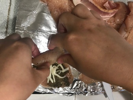 Wrapping Pesto Chicken