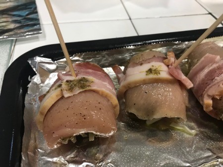 chicken ready to bake on foil lined pan