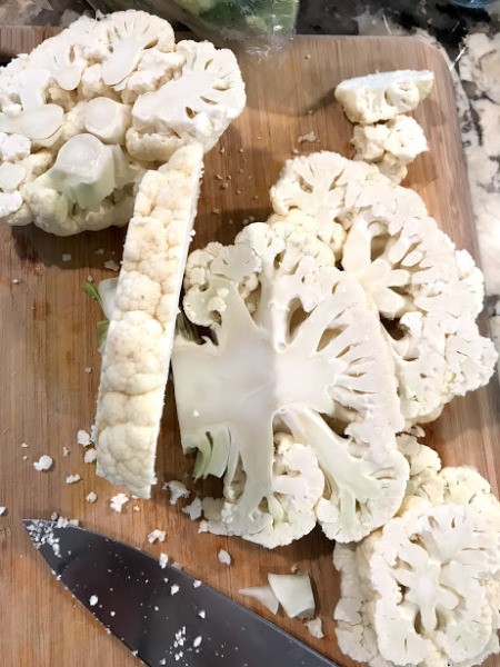 cutting Cauliflower in 1 inch pieces