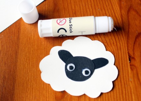 Cardstock Sheep Badge - glue the face in the middle of the white cloud