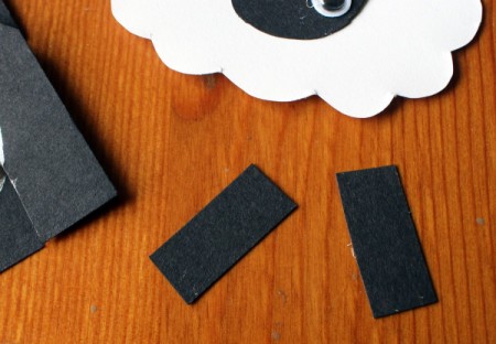 Cardstock Sheep Badge - cut out two little black rectangles