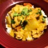 Thai Yellow Curry over rice on in bowl