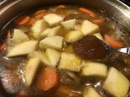 potatoes added to pan