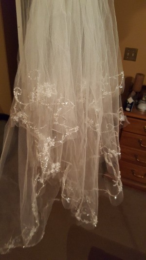 Dyeing a Wedding Veil - wedding veil with rhinestones