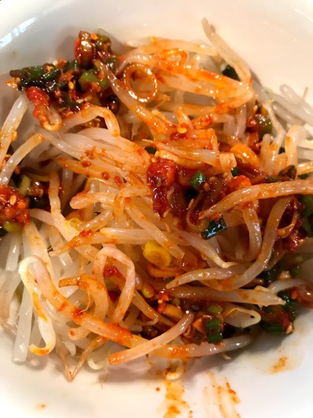 ingredients mixed with bean sprouts