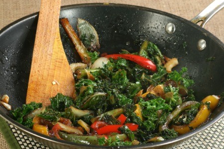 Kale Stir Fry in a pan.