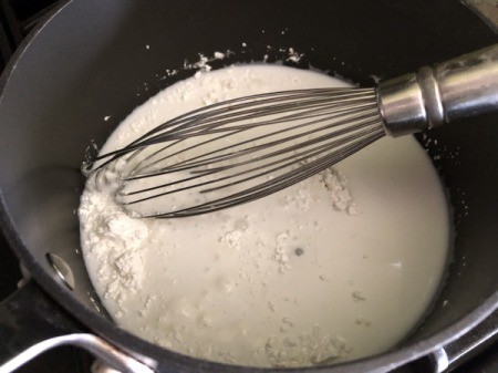 coconut milk, corn starch and sugar in a pan