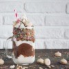 Crazy shake with sprinkles and chocolate syrup.