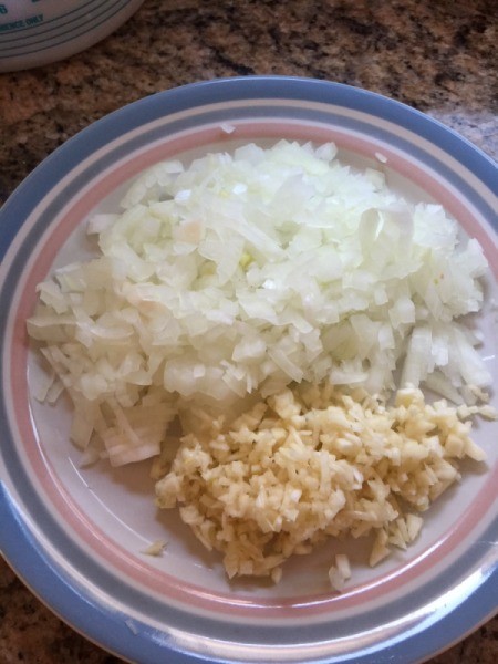 cut onions and garlic