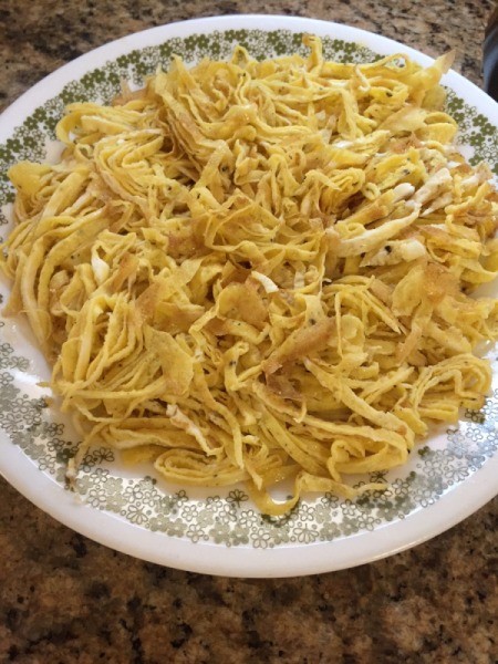 cut thin egg strips