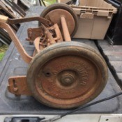 Value of a Shapleigh Hardware Co. Keen Kutter Reel Mower - mower on truck tailgate