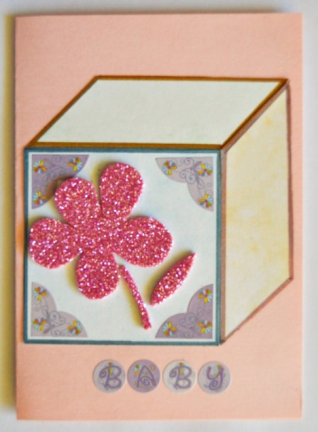 Baby's Toy Cube Card - glue letters to card spelling out BABY