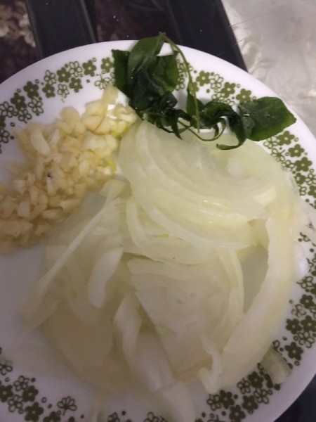 cut onions and garlic