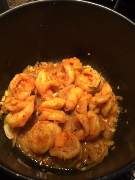 seasoned cooking shrimp on plate