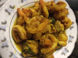 Stir Fry Jumbo Shrimp with Curry