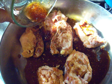cooking Garlic Chicken in Skillet