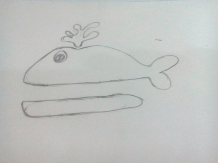 Funny Whale Craft - draw a whale with water spout and an elongated mouth