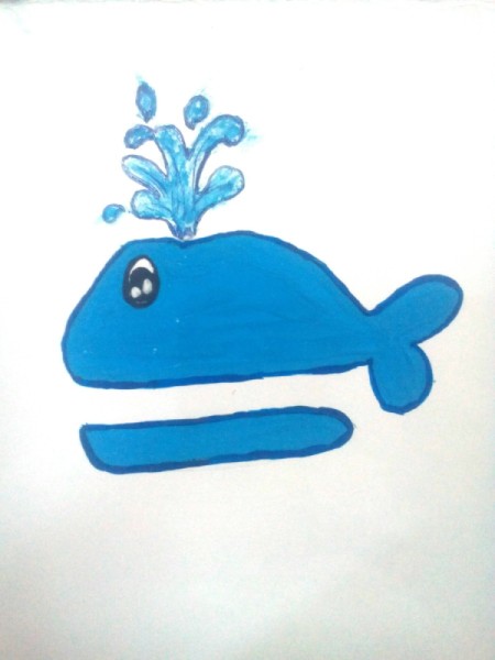 Funny Whale Craft - use watercolor to paint the whale and its mouth