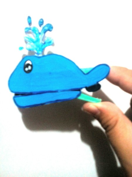Funny Whale Craft - grip the clothespin and pinch open