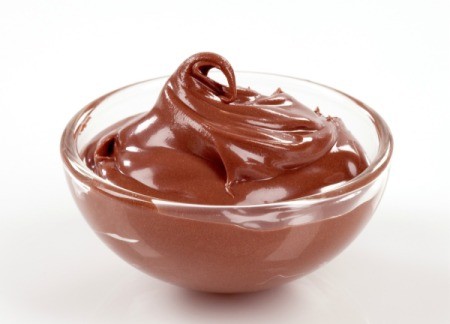 Bowl of chocolate pudding.