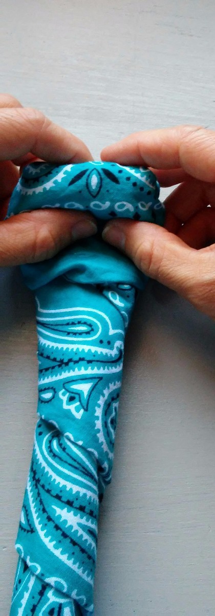 Bandana Butterfly - pull and tug to make a space for the antennas