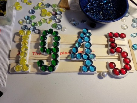 House Address Sign Using Glass Nuggets - once paint is dry glue on the nuggets
