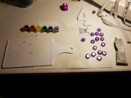 House Address Sign Using Glass Nuggets - painting glass nuggets purple