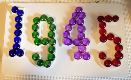 House Address Sign Using Glass Nuggets - nuggets all glued on
