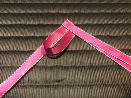 Woven Ribbon Heart - fold up the top left ribbon in a U shape and glie