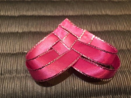 Woven Ribbon Heart - loop the ribbon on the left weave through the right one and glue, repeat on the right