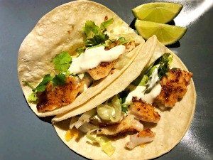 2 Fish Tacos with Lime Crema