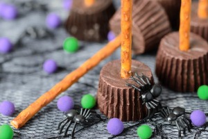 A collection of witches brooms, for Halloween.