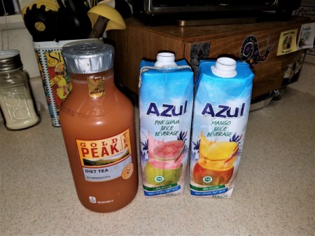 A selection of juices and drinks purchased at the Dollar Tree