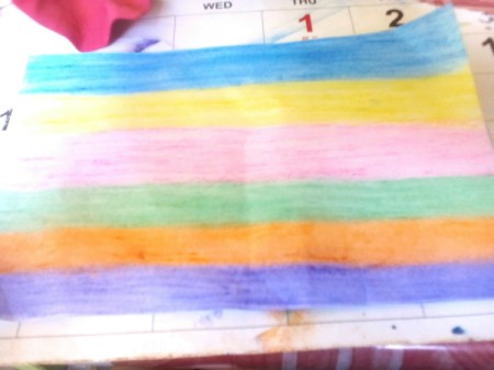 Crayon Etching - colors have spread  and the surface is flatter