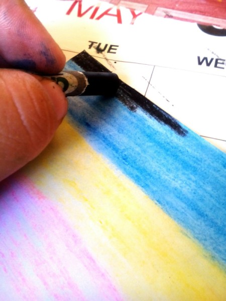 Crayon Etching -  cover the entire page with black crayon