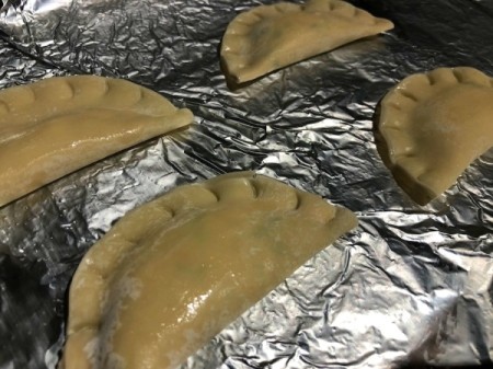 Tuna Cheese Puffs ready to bake on baking sheet