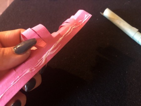 Paper Hyacinths - apply glue along the folded base of the curled paper strips