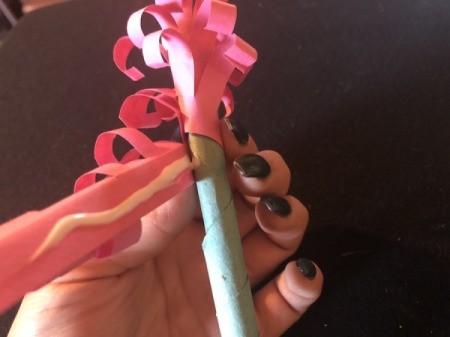 Paper Hyacinths - glue curled paper to the top of the stem and wrap tightly, diagonally down the stem