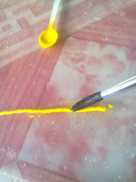 String Art Paintings - brush the string with watercolor leaving an inch or so unpainted