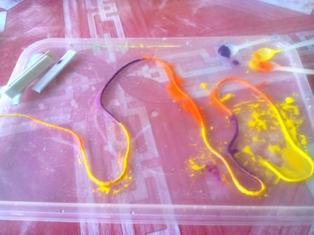 String Art Paintings - to create a multicolor art piece paint sections of the string with alternating colors