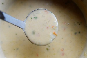 Pierogi Soup in spoon