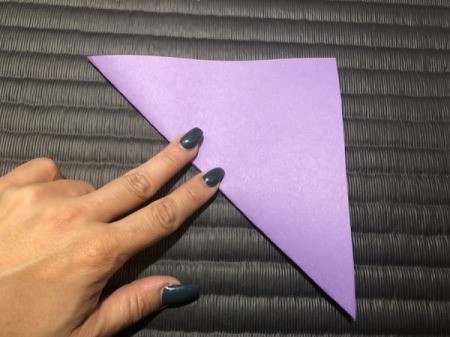 Paper Daisies - fold the square up to the right to make a triangle