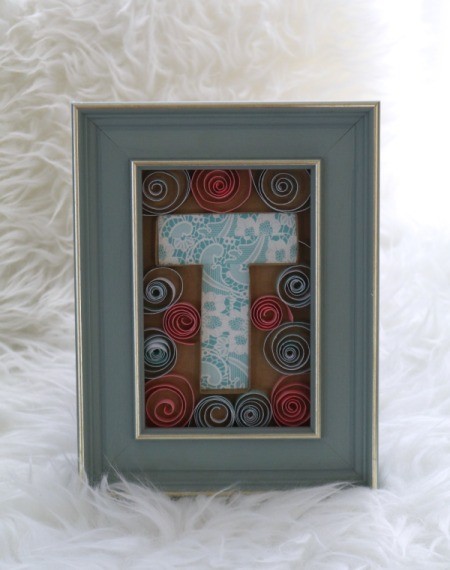 Monogram Initial Picture Frame Art - make enough to glue around the outside of the letter